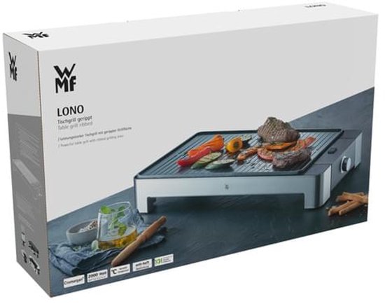 WMF LONO Tafelbarbecue, Plat En Geribbeld, 2300 W, Elektrische Grill Met Variabele Temperatuurinstelling 664109336