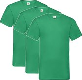 3 Pack Fruit of the Loom V Hals Maat XL Valueweight Kleur Kelly Green