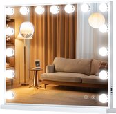 Hollywood make-upspiegel - Met slimme muziek Bluetooth/USB oplaadpoort - Drie touchscreen dimmodi met 15 LED lampen - 10x vergroting detail make-up spiegel - Het beste cadeau - Desktop wandmontage 58CMX46CM wit