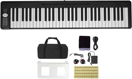 61-toetsen opvouwbare piano – bluetooth – verlichte toetsen – zwart