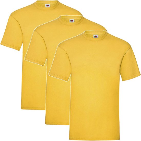 3 Pack - Fruit of The Loom - Shirts - Kids - Ronde Hals - Maat 92 - Sunflower