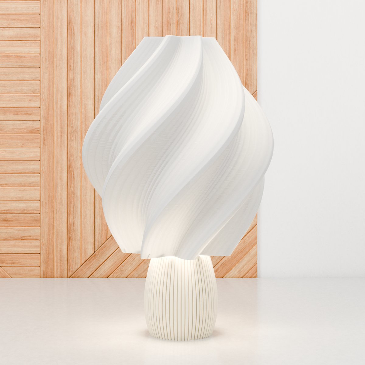 Dastium Home - Tafellamp - Witte lamp met beige poot - Paddestoel lamp - Japandi lamp van gerecycled kunststof - Sfeerlamp woonkamer of slaapkamer - Schemerlamp geschikt voor E27 LED