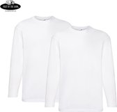 2 Pack Fruit of the Loom Value Weight Longsleeve T-shirt Wit Maat XXL