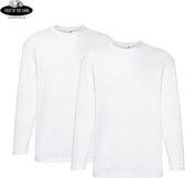 2 Pack Fruit of the Loom Value Weight Longsleeve T-shirt Wit Maat L