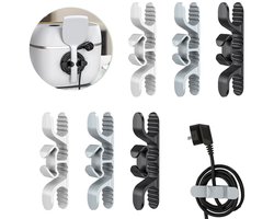 6 stuks - No Punch Appliance Plug Cord Wrap - Kabelbeheerclip - Multifunctionele kabelclip - Kabelorganizer - Kabelhouder - Voor het organiseren van apparaatkabels - Wit Zwart Grijs