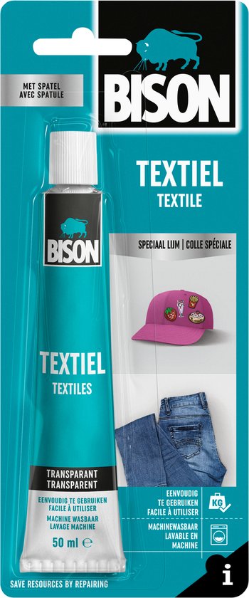 Bison Textiellijm tube 50 ml , elastisch, strijkproof, wasmachine proof, wasbaar tot 90°C, geschikt voor allerlei soorten textiel kleding en andere textiel