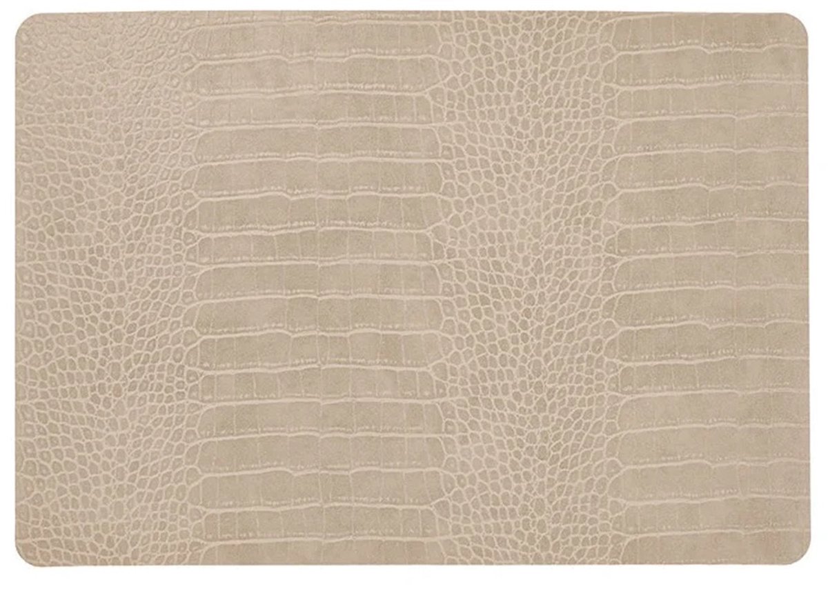 Unique Living placemats Croco lederlook - 1x - 43 x 30 cm - beige - pvc - tafel onderleggers
