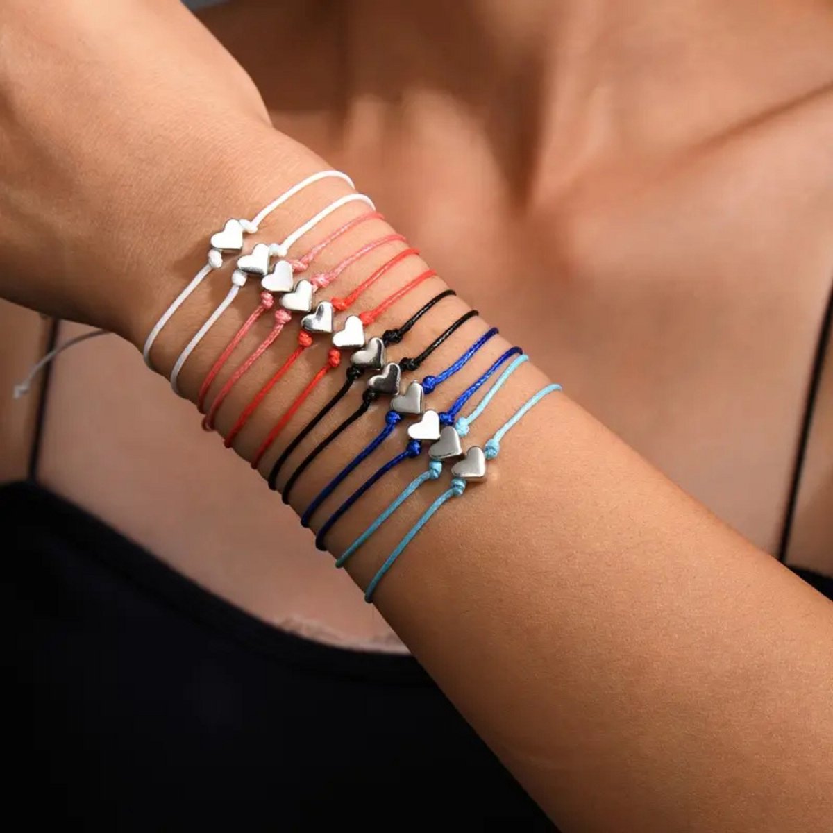 Nivard Armband - Staal - Nep Zilver - Dames - 12 St - Gemengde Kleuren