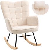 Zenzee Schommelstoel - Schommelstoelen babykamer - Relaxstoel - Fauteuil - Voedingsstoel - Met kussen - Roomwit - Beige