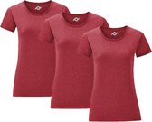 Senvi Dames t-shirt ronde hals 3-pack - Rood Mêlee - Maat S