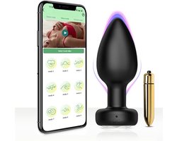 LoveVlijt - Vibrerende Buttplug met App - Wereldwijd Bereik - Sex Toys voor Koppels, Mannen en Vrouwen - Op Afstand te Besturen - Anaal Dildo - Waterdicht - Anaal Vibrator - Buttplug - Anale Speeltjes - Inclusief Bullet Vibrator - Zwart