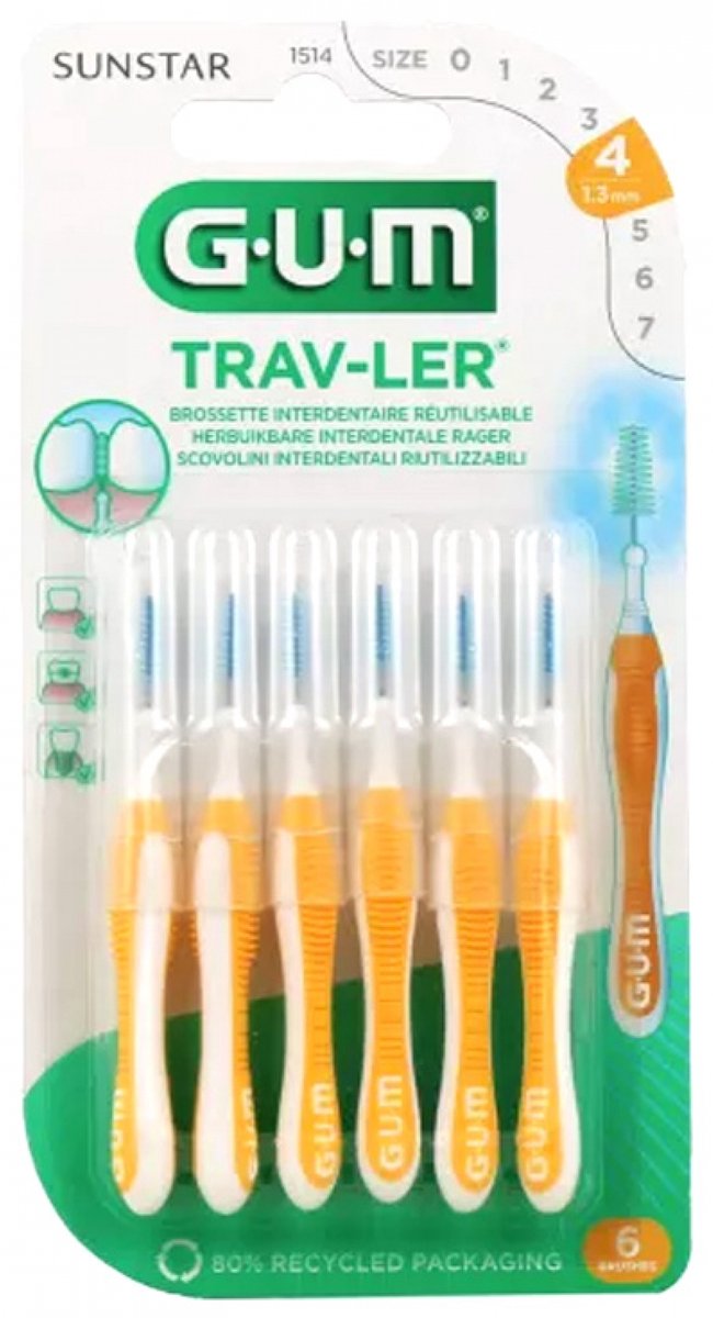 Goedkoopste GUM Trav-ler Ragers 1.3mm Geel - 6 stuks
