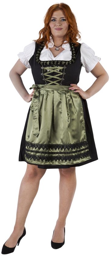 Oktoberfest Dirndl Hert - Zwart-Olijfgroen - Maat 48