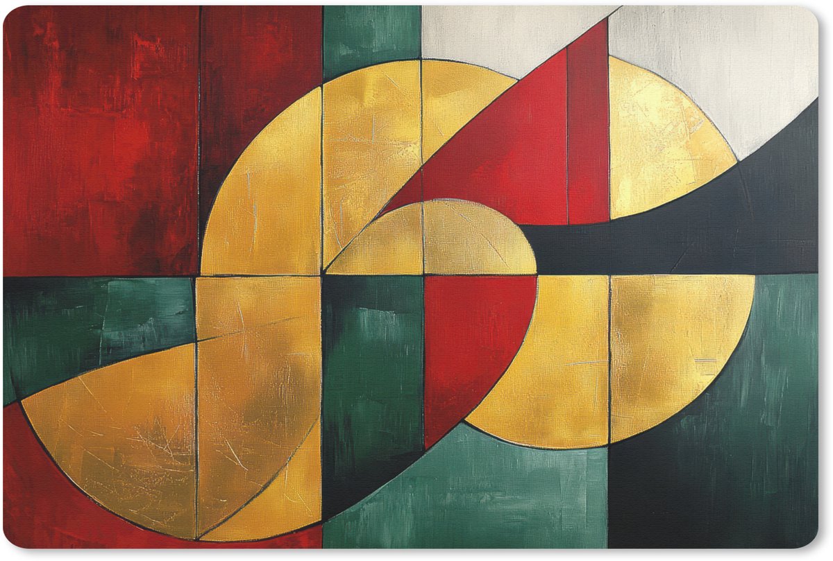 Muismat 27x18 cm - Mousepad Abstract - Kerst - Goud - Rood - Groen - Muismatten
