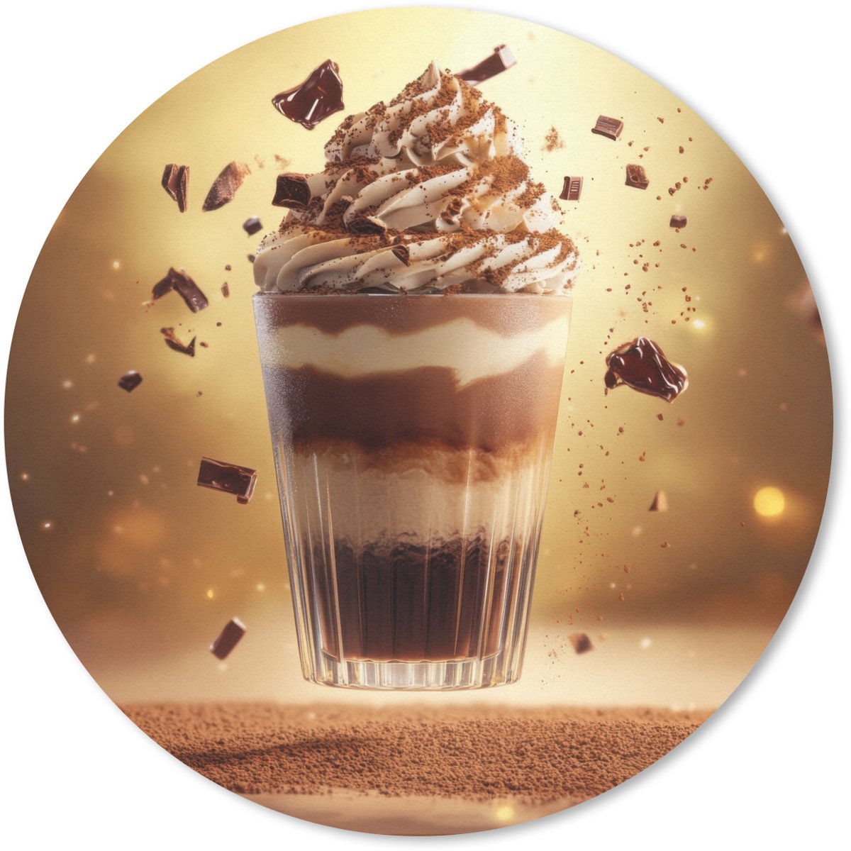 Muismat rond 20x20 cm - Mousepad Dessert - Chocolade - Zoet - Eten - Ronde muismatten