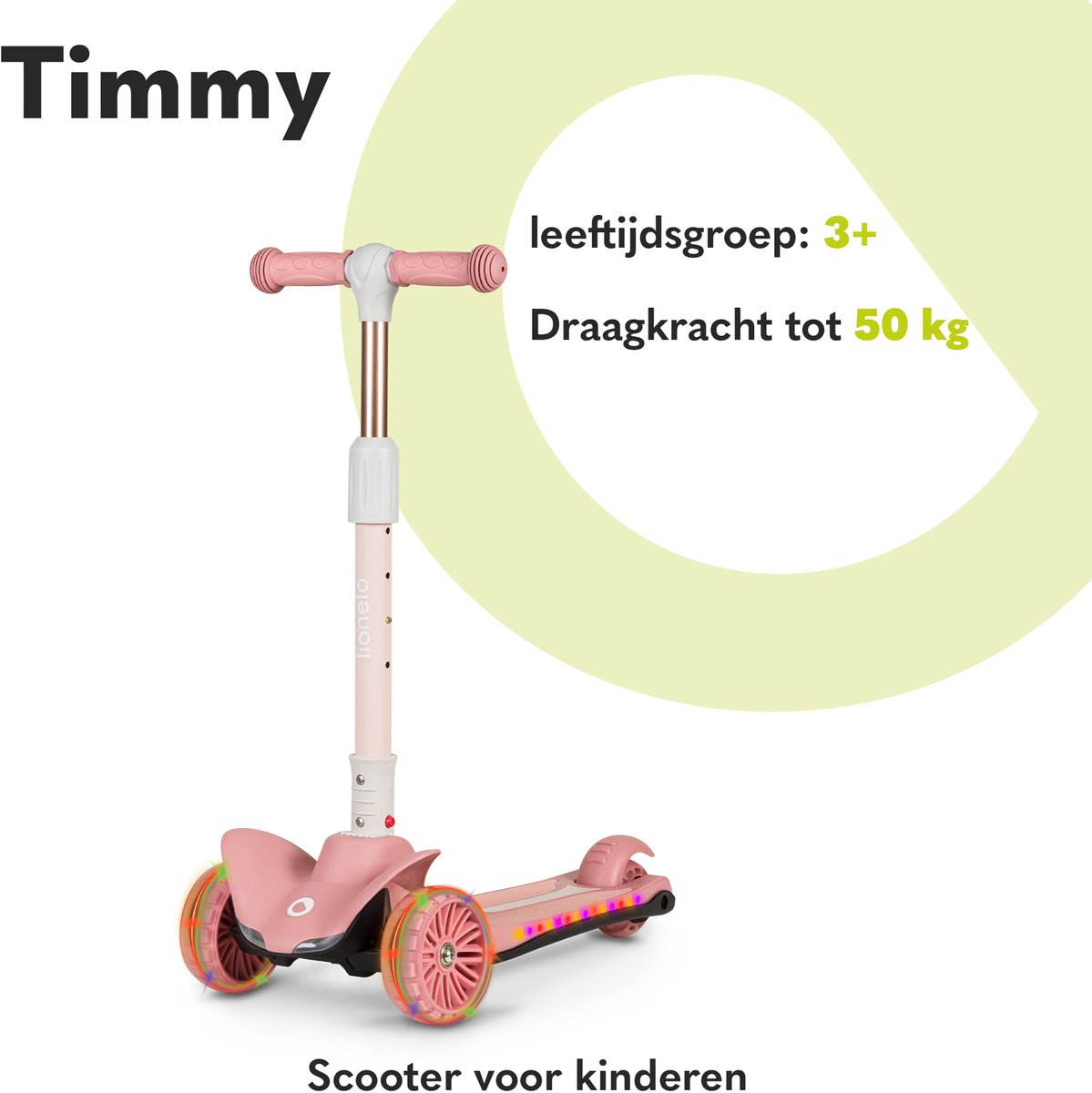 Lionelo Timmy Kinderstep - Balansstep voor kinderen - van 3 jaar - tot 50kg - verstelbaar - LED wielen - Anti-slip platform - Inklapbaar stuur - Verlichting in wielen & deck - Geen montage nodig — afbeelding 10