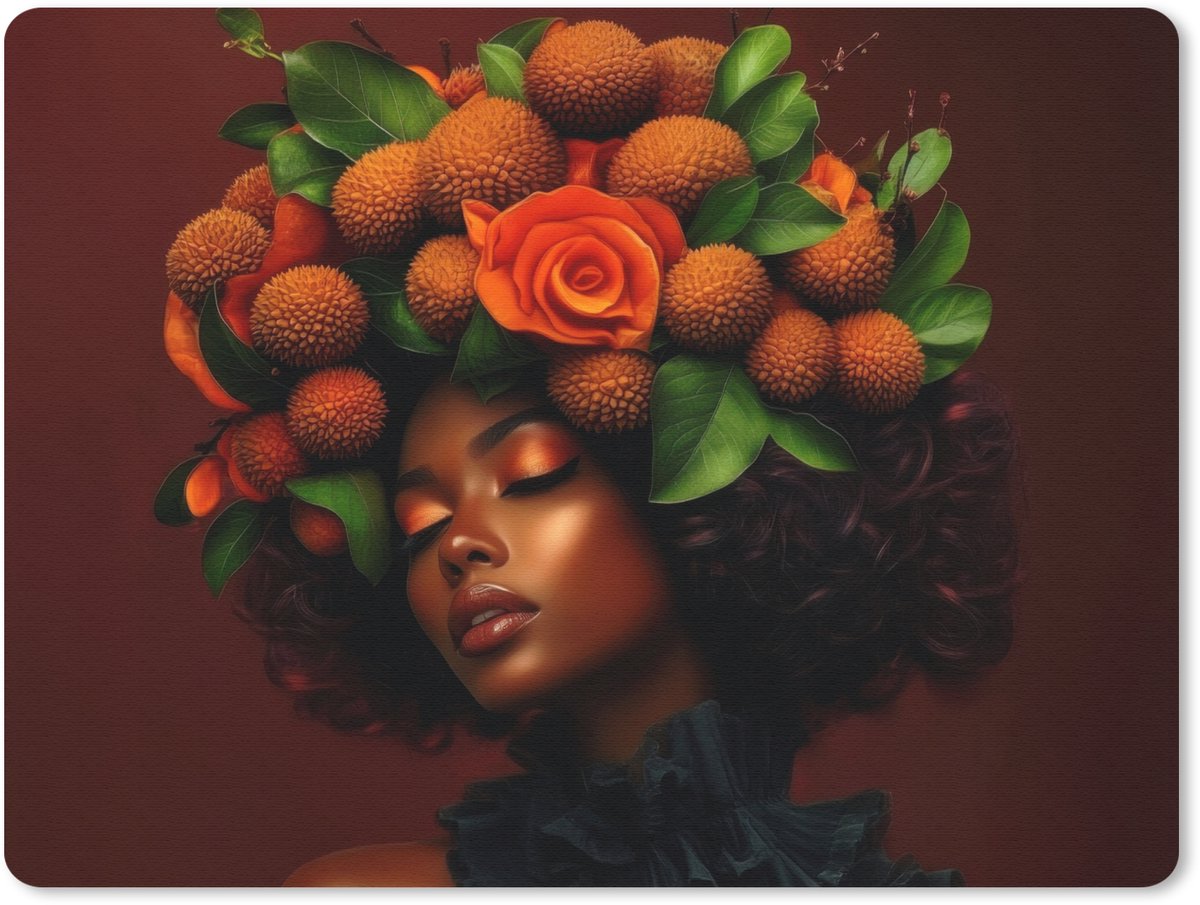 Muismat 23x19 cm - Mousepad Vrouw - lychee - exotisch - Muismatten