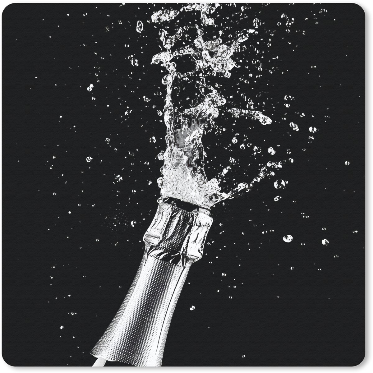 Muismat 20x20 cm - Mousepad Champagne - Zwart - Spetters - Popping - Muismatten