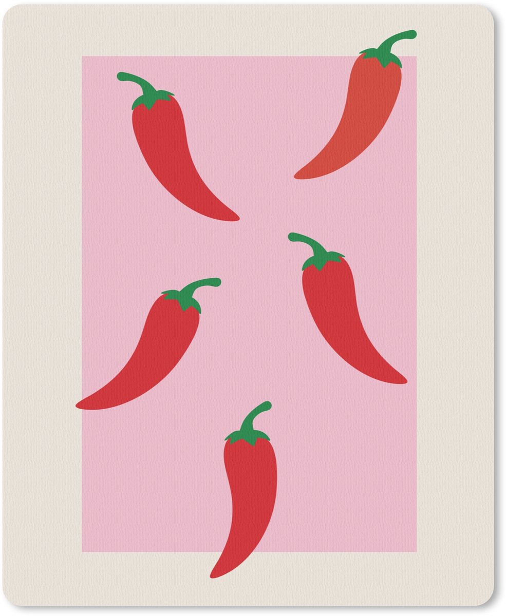 Muismat 19x23 cm - Mousepad Pepers - Rood - Illustratie - Muismatten