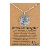 Aartsengelen Ketting op Cadeau Kaartje - Zilverkleurig - 7 Engelen Talisman / Medalion - Beschermengel - Engelen Hanger - 60cm