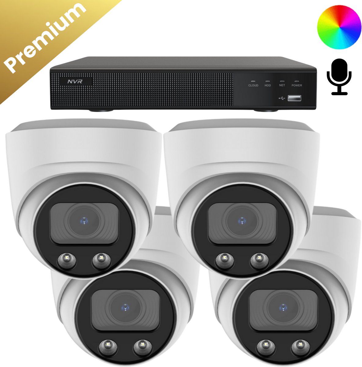 4x Beveiligingscamera set – Draadloos – Sony Dome Premium AI-ISP 8MP Full Color UltraHD 4K – Wit