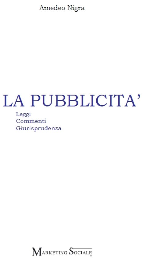 La Pubblicità - cover