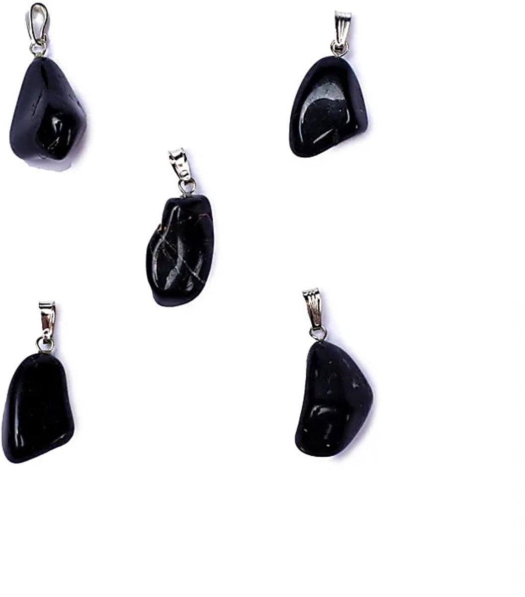 Zwarte onyx edelsteenhanger met geboord oogje