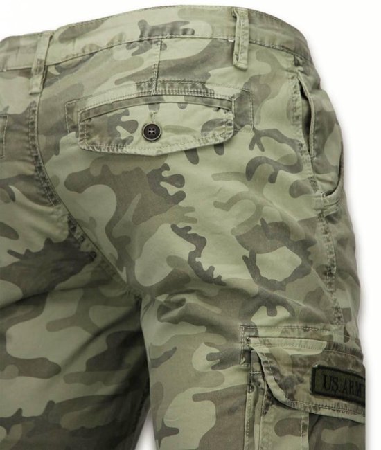 Enos Korte Broeken Heren - Slim Fit Army Stitched Shorts - Groen - Maten:  36 | bol.com