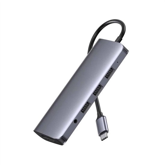 M-TECK 8-in-1 USB C Docking Station - USB Hub - 1 x HDMI 4K/60Hz - 3 x USB 3.0 - SD/MicroSD Lezer - 1 Gbit/s Ethernet - input voor 100W USB C Oplader - Geschikt voor alle type Laptops en MacBooks