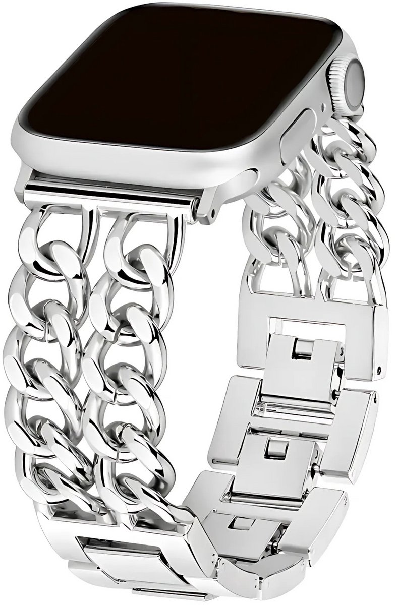 Innerlight® Lara - Gevlochten Stalen band geschikt voor Apple watch - 38/40/41mm - Zilver - Stalen bandje geschikt voor Apple Watch - Geschikt als Apple Watch bandje voor Series 1/2/3/4/5/6/7/8/9/10 42mm/11 42mm/SE