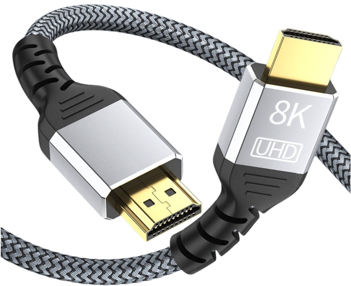 Dutch Quality® HDMI 2.1 Kabel - 8K Ultra HD High Speed - 2 Meter - 8K (60Hz) / 4K (120Hz) - 48 Gbps - TV / PC / Laptop / Console - Gevlochten Nylon Kabel - Zwart