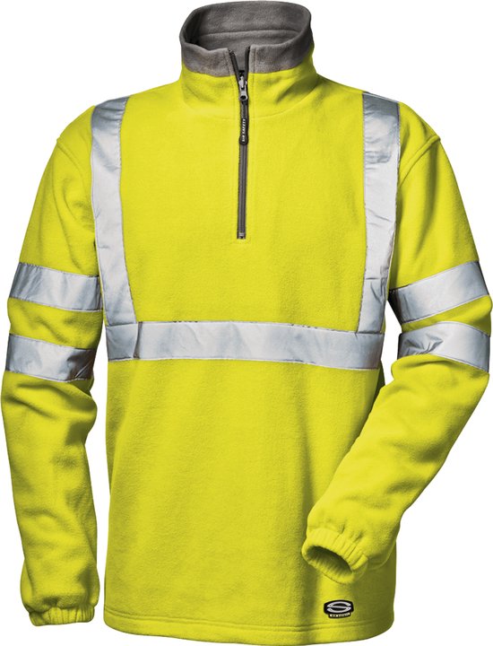 Sweat-shirt réfléchissant Hi visibilité SIR SAFETY DUNE pour homme, vêtement de travail jaune réfléchissant, poignets élastiqués et col roulé