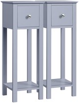 Set de 2 tables de chevet, tables d'appoint, tables de chevet, table de canapé avec 1 tiroir et étagère, table basse simple, table de rangement pour salon/chambre, gris