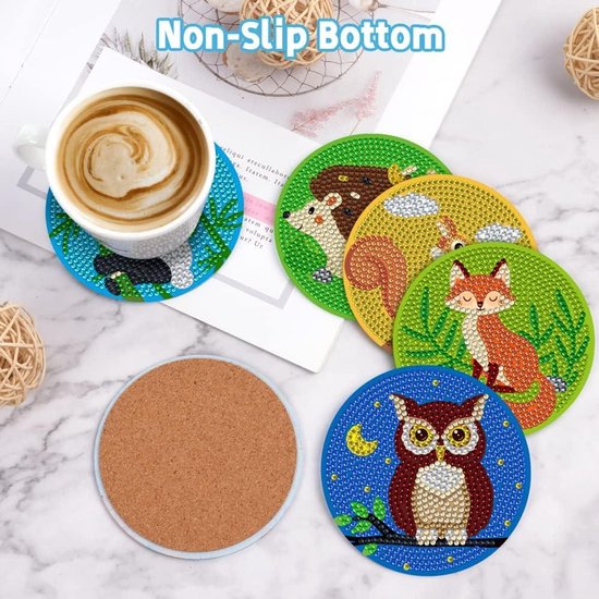 Lot de 6 dessous de verre absorbants avec support - Motif canard
