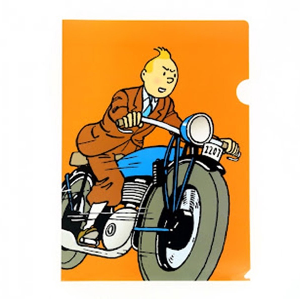 Kuifje op een motorfiets - Kuifje A4 Plastic Map - Tintinimaginatio - 22 x 30 cm