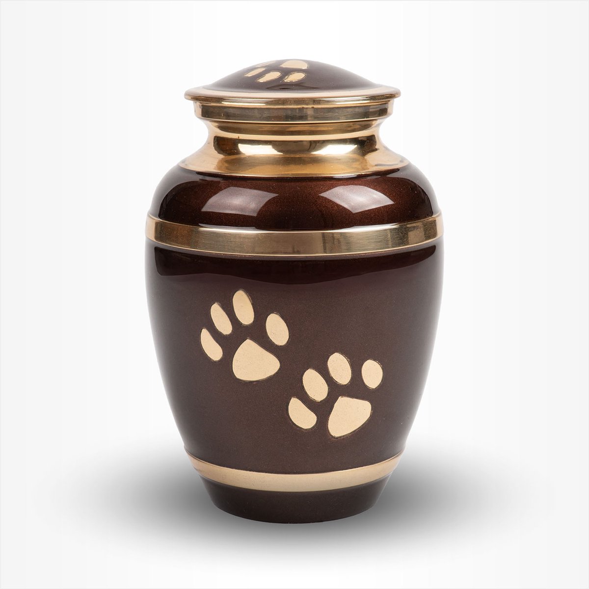 Dieren Urn Hond Groot 2 liter Bruin Goudkleurig Pootafdruk - Dieren Urn voor As Crematie - Urn Hond - Urn Kat