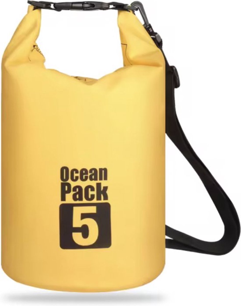 Waterdichte Tas - Dry bag - 5L - Geel - Ocean Pack - Dry Sack - Survival Outdoor Rugzak - Drybags - Boottas - Zeiltas