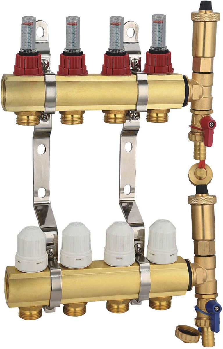Radiatorconnect messing vier-weg verdeler voor vloerverwarming..