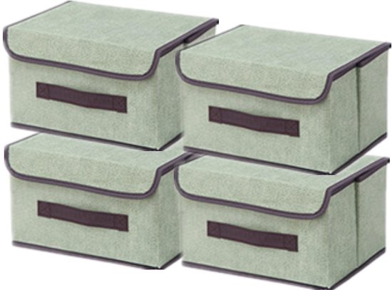 NCRGB 2 stuks stoffen opvouwbare opbergdozen met deksel 36×23×24cm, stoffen opbergbakken met deksel, kastorganizer voor kledingopslag, ruimteorganisatie - grijs
