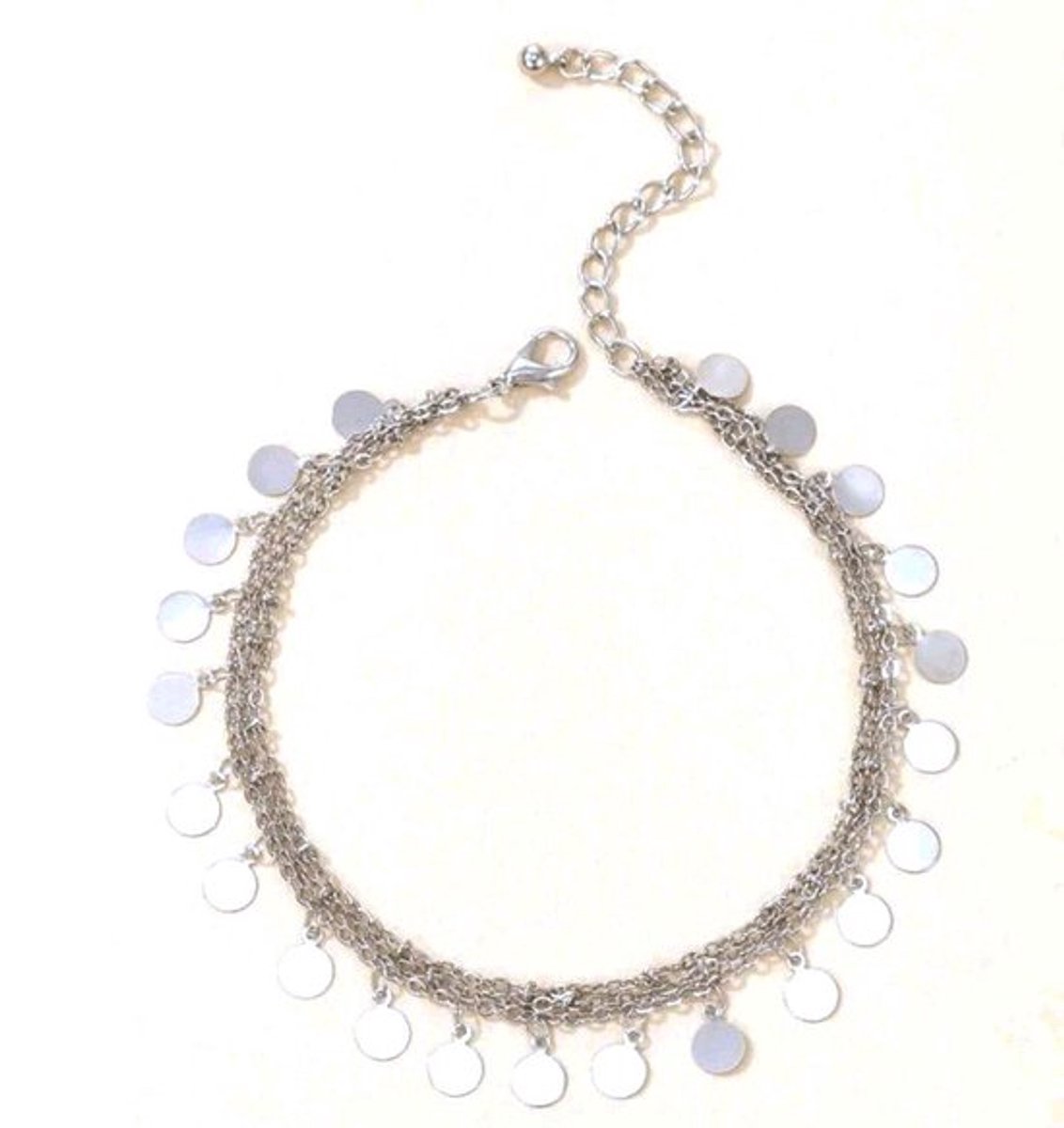 Enkelbandje Disc Vrouw- LiLaLove Enkelbandje Zilver- Dames Enkelbandje- Moederdag