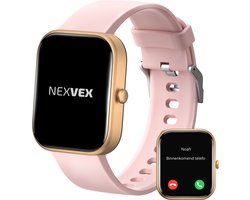 Nexvex® Deluxe Smartwatch voor Dames - Sporthorloge met Hartslagmeter - Bloeddrukmeter - Stappenteller - Sport Horloge met Belfunctie - Smart Watch Saturatiemeter - Zaklamp - Yoga - Bluetooth Activity Tracker - Android/iOS - 2.0 Inch - Rosé