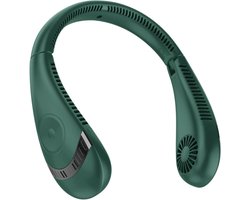 Nek Ventilator Deluxe – Groen – Nekventilator met LED Display – 3 Standen – 5000mAh – Opvouwbaar – Draadloos & Oplaadbaar – Nek Fan – Met Koeling – Draagbare Mini Ventilator – Gezichtsventilator – Handventilator – Hals Ventilator – Neck fan