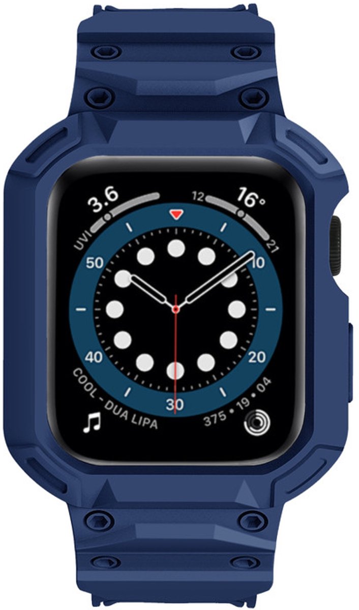 Siliconen bandje - met ingebouwde case - geschikt voor Apple Watch Series 10 (46 mm) - blauw