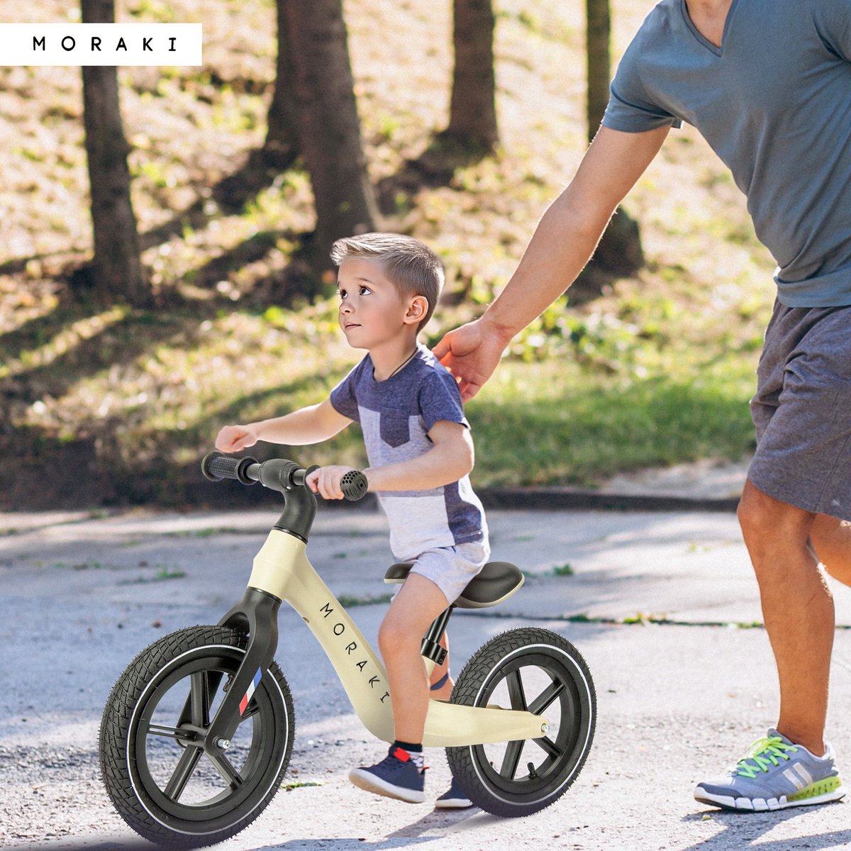 Moraki - Loopfiets - 2 Jaar - Verstelbaar Zadel - Balance Bike - 3 Jaar - Jongens en Meisjes - Beige — afbeelding 10