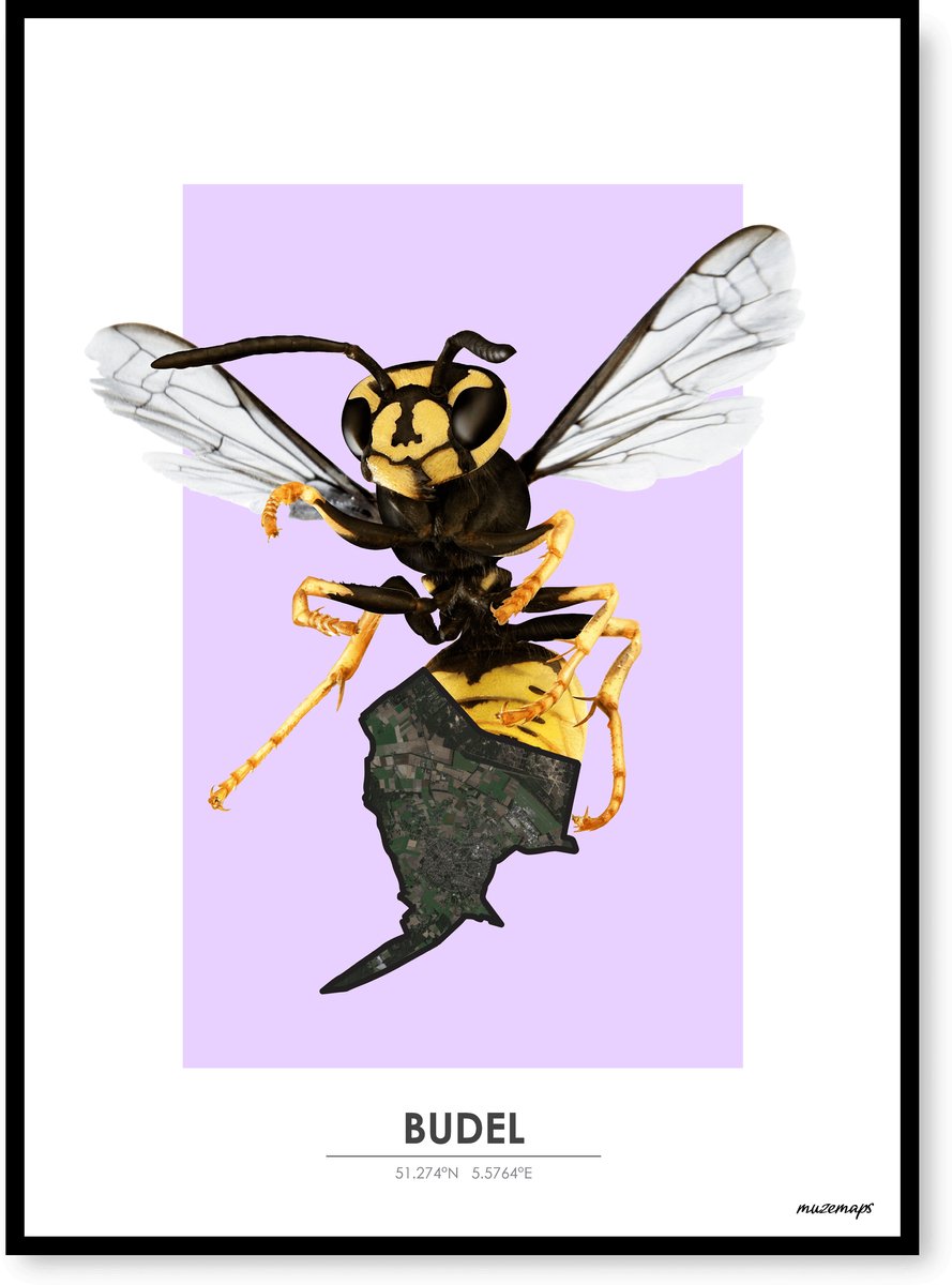 Poster Budel - Handgemaakte stadskaart - Pop-Art Design - B2 (50 x 70 cm) - MuzeMaps
