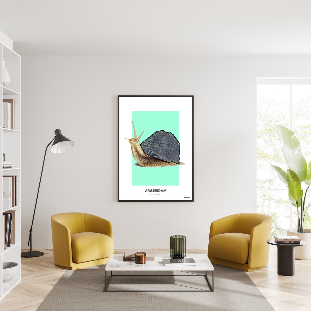 Poster Amsterdam - Handgemaakte stadskaart - Pop-Art Design - B2 (50 x 70 cm) - MuzeMaps