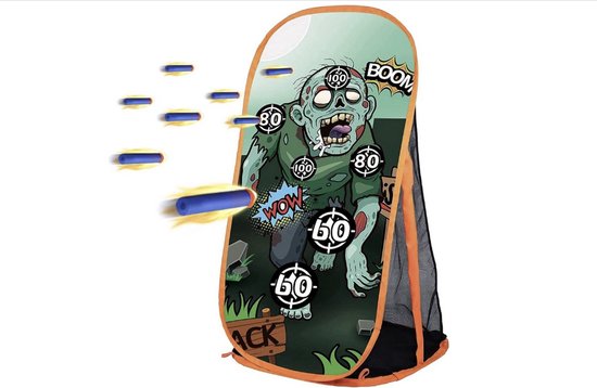 Quanquer Interactief Schietschijf Spel – Compatibel met Nerf Guns – Zombie Doelwit met Opbergnet – Schuimblaster Speelgoed voor Kinderen (6+), Binnen & Buiten