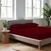 Saphira - Jersey Hoeslaken - Strijkvrij - Rondom Elastiek - Rekbaar - 30 cm Hoekhoogte - 100% Zachte Brushed Katoen - 80/90/100x200/220 +30cm - Bordeaux
