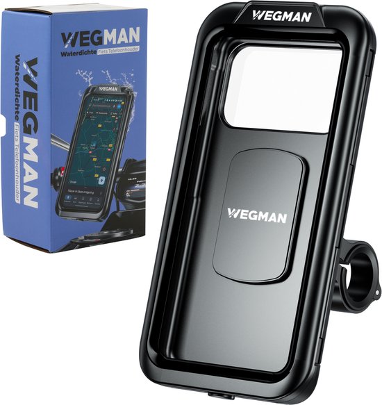 Wegman Telefoonhouder Fiets Waterdicht - Supersnelle en eenvoudige bediening - Geschikt voor Fiets, Fatbike, Elektrische Fiets & Scooter - GSM Houder Fiets - Smartphone houder - Fiets Telefoonhouder