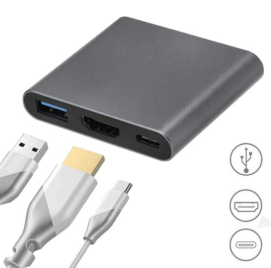 Adaptateur USB-C Vers HDMI Et VGA 4K - Pour MacBook Pro, Air, PC Type C - Double Sortie, Plug And Play - Compatible Thunderbolt 3